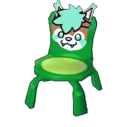A green froggy chair with MrMechatronic's face photoshopped hastily onto it.